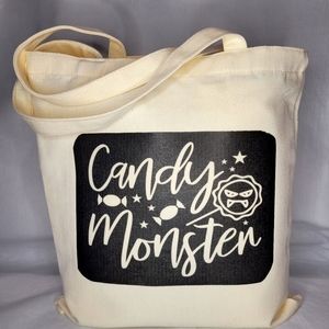Custom made canvas Halloween trick or treat tote bag